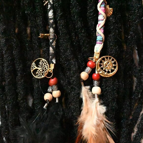 Hippie Hair Extensions Feather Bead Dread Wrap Colorful Accessories for Dreads B main image 5